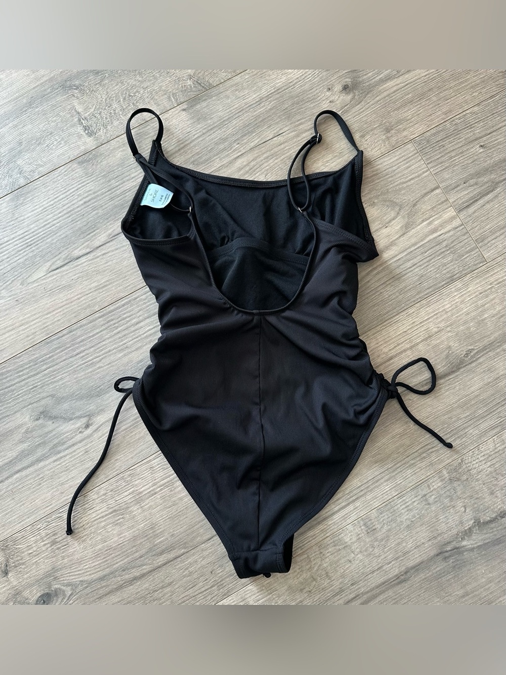 Small shade & shore black ribbed one piece side tie swimsuit bathing suit - Picture 10 of 11